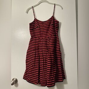 J.Crew Red and Navy Striped Linen Derbh Dress